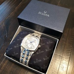 Bulova Men’s Silver-Tone, Swarovski Crystal Watch